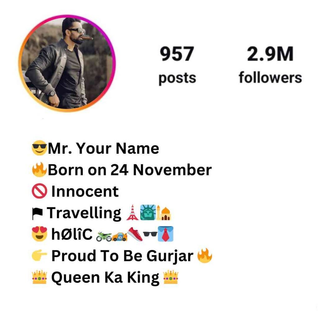 Gurjar bio for instagram