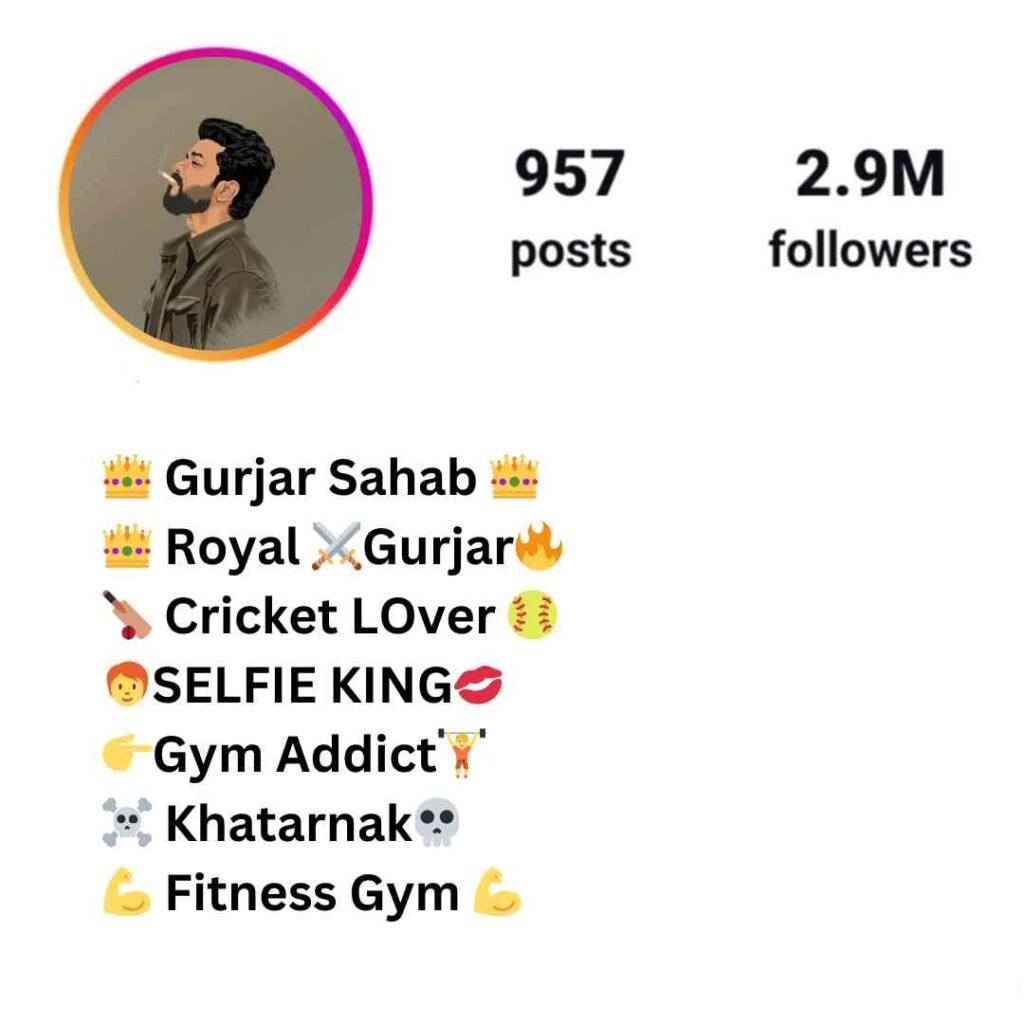 Gurjar bio for instagram