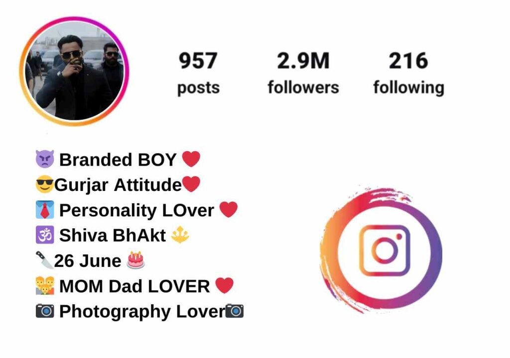 Gurjar bio for instagram